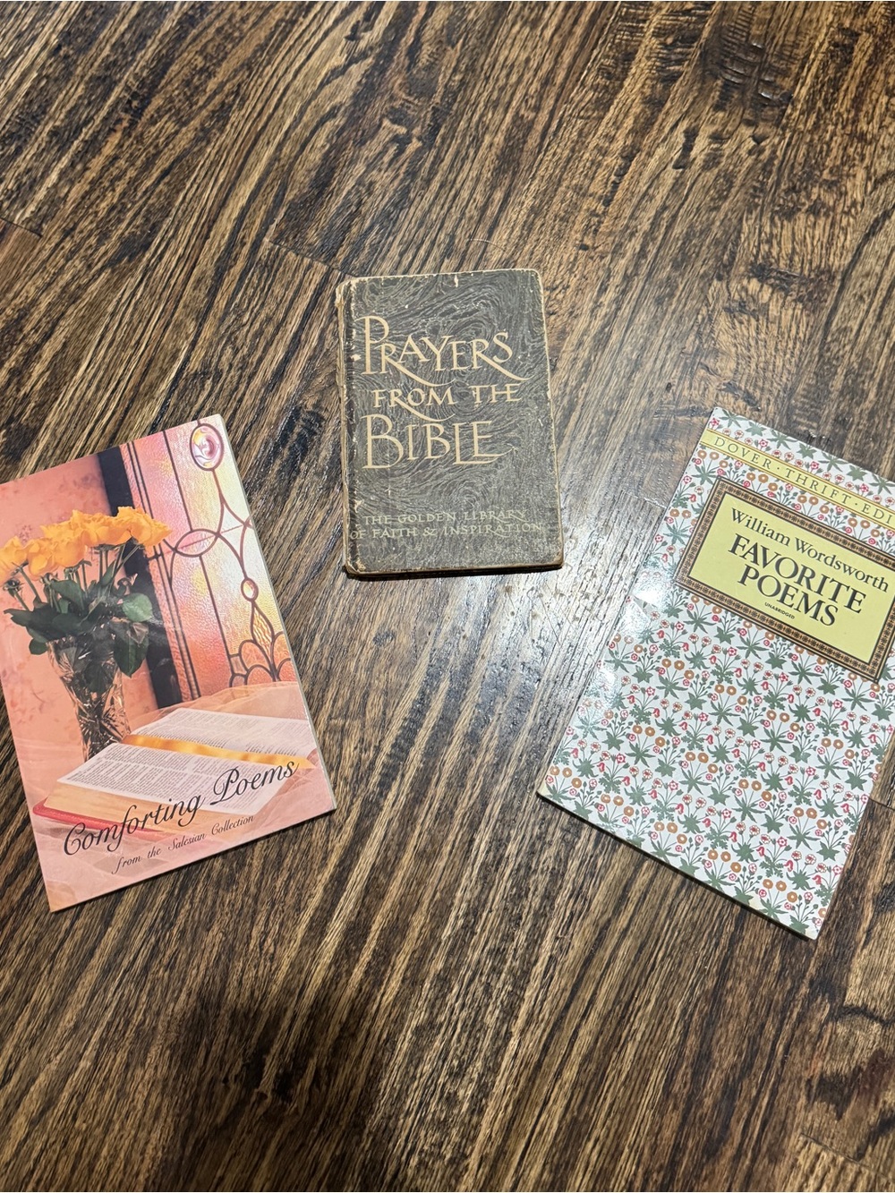 Set of Three Vintage Poetry & Prayer Books - Floral, Peach, Brown Covers